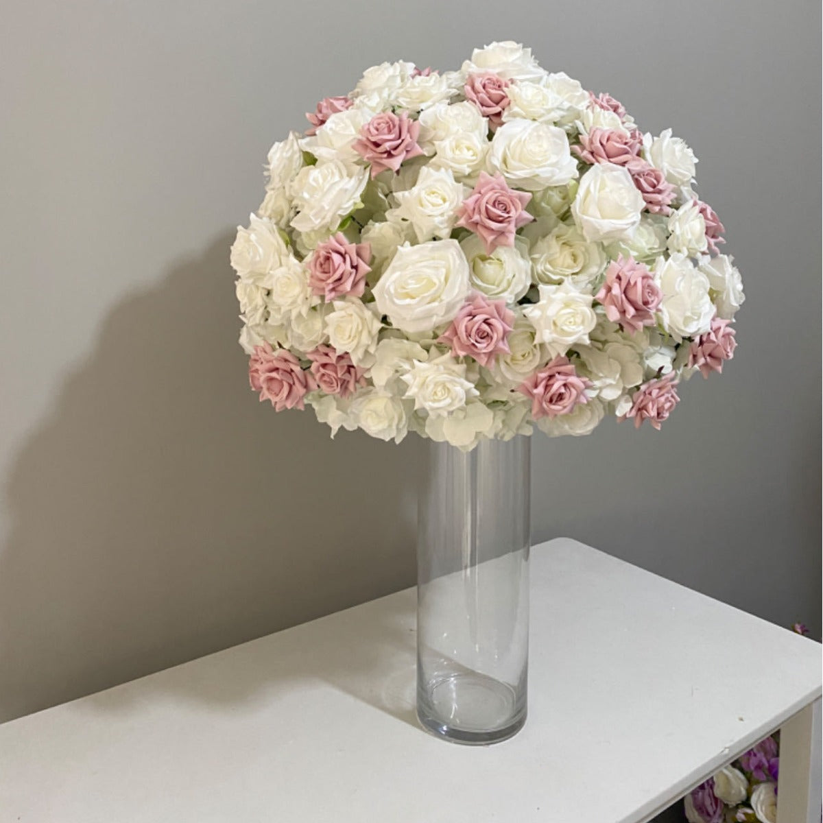 FB0010 Curled rose artificial flower ball