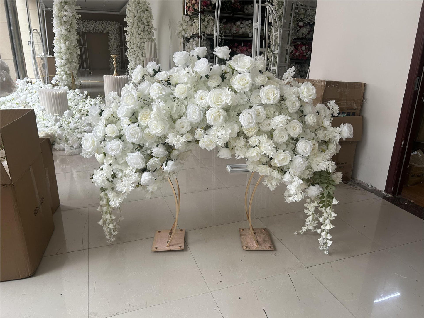 FB0048 hydrangea rose lily of the valley centerpiece