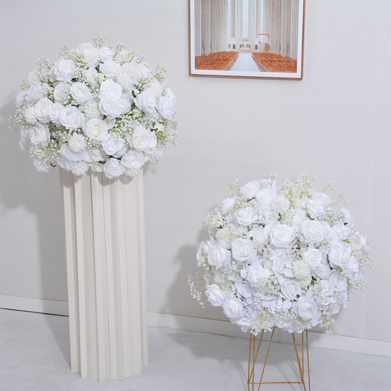 FB0032 milky white roses and gypsophila flower ball