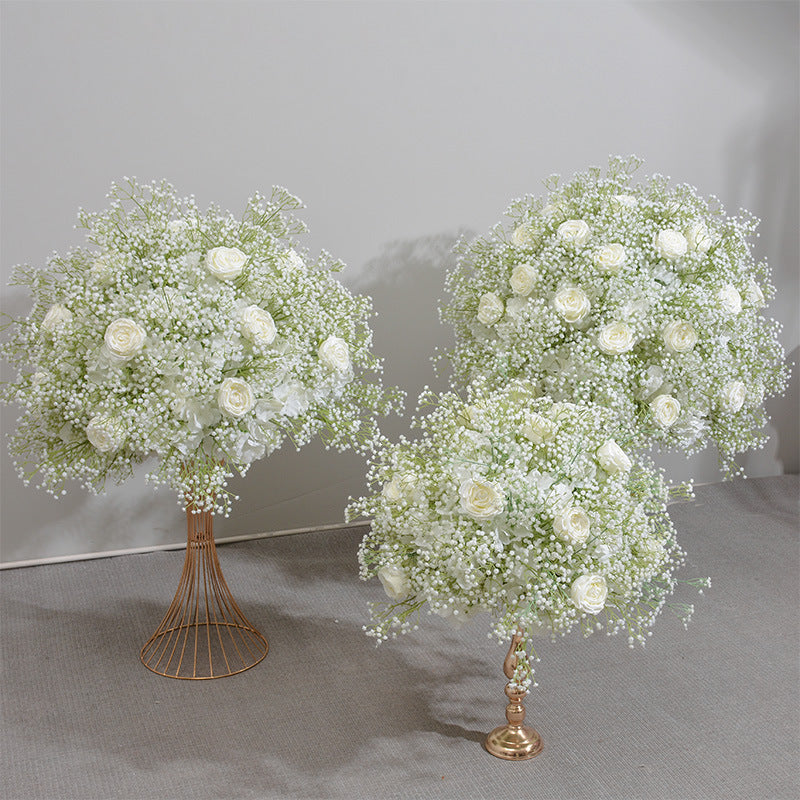 FB0028 Light color baby's breath rose ball