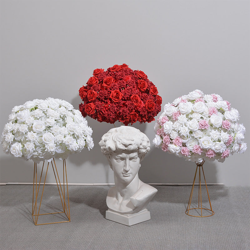 FB0010 Curled rose artificial flower ball