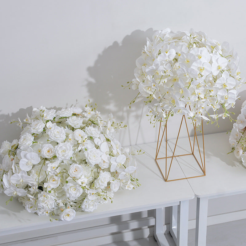 FB0050 White Hydrangea Rose Phalaenopsis Orchid Ball