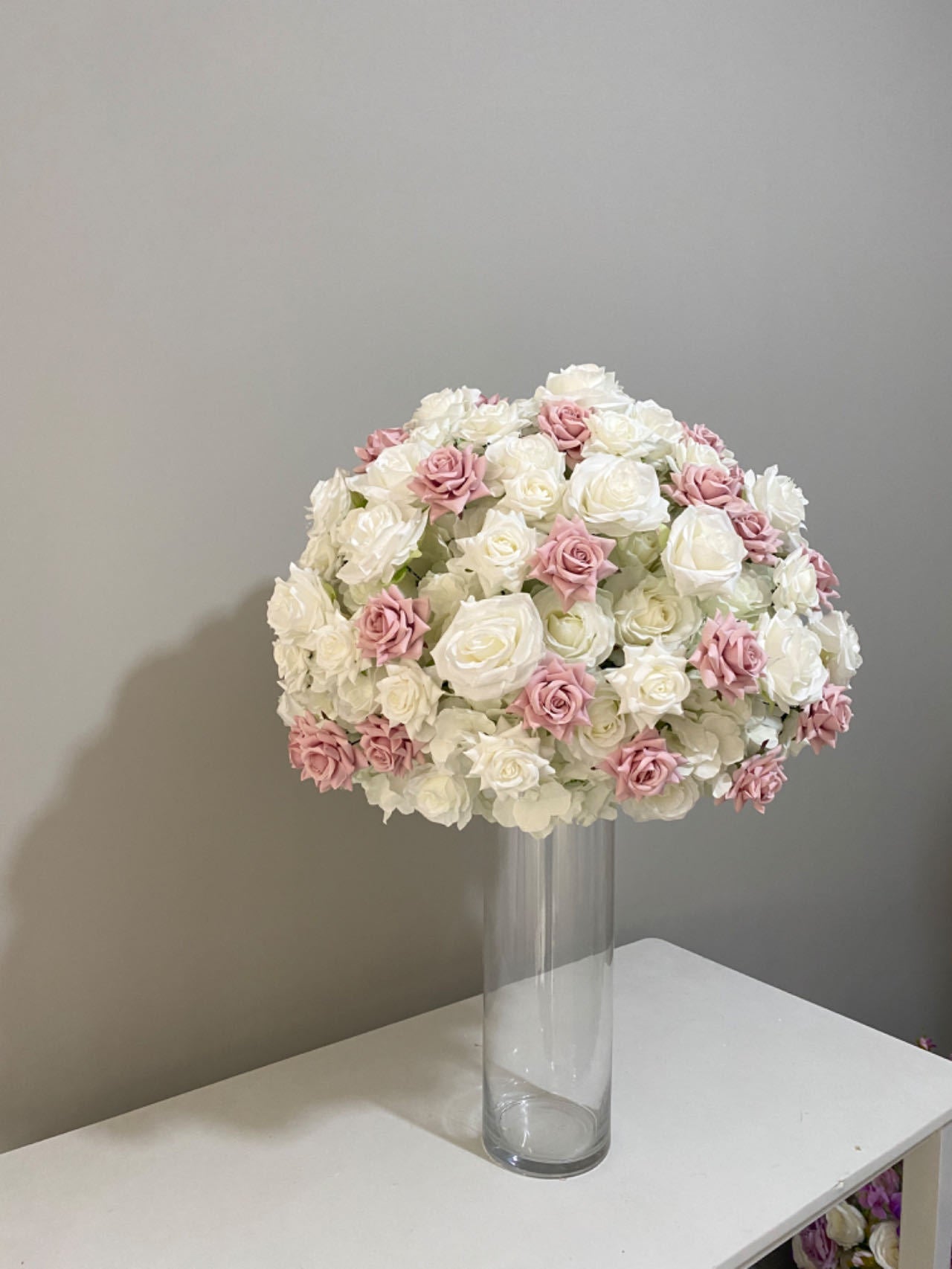 FB0010 Curled rose artificial flower ball