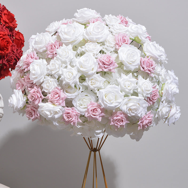 FB0010 Curled rose artificial flower ball