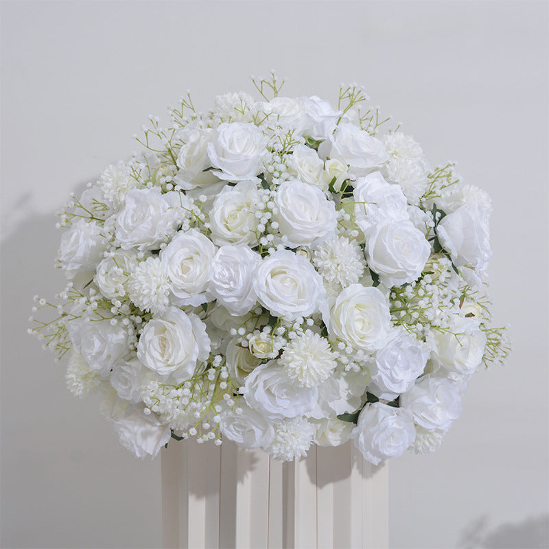 FB0032 milky white roses and gypsophila flower ball