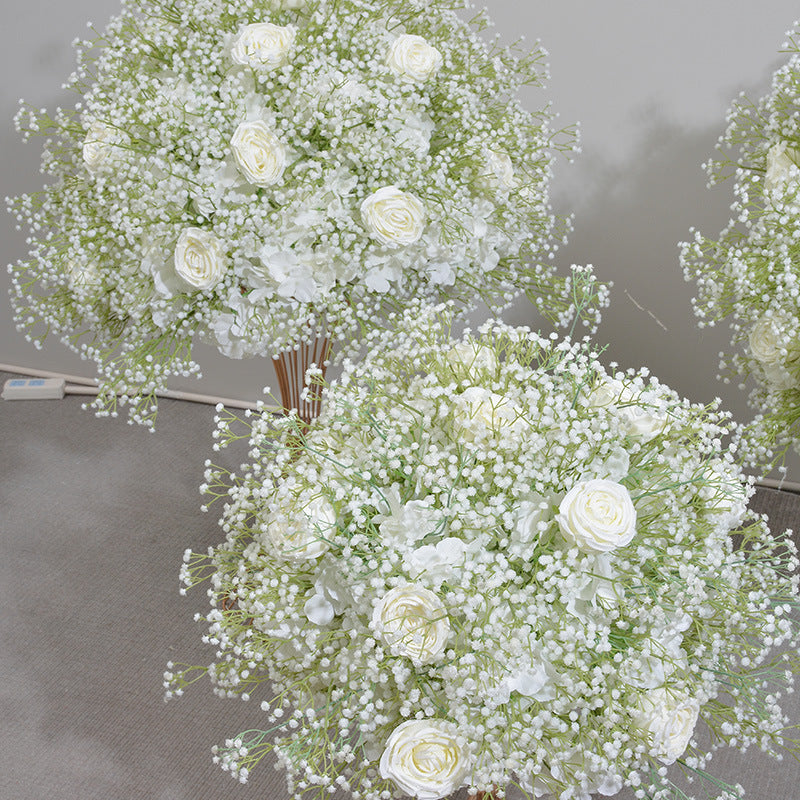 FB0028 Light color baby's breath rose ball