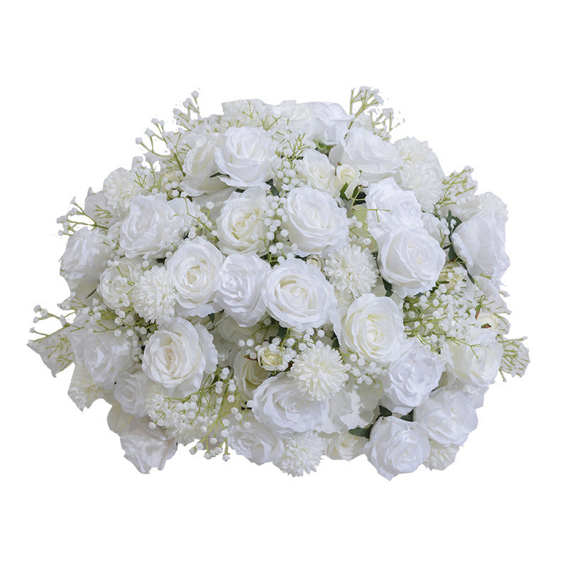 FB0032 milky white roses and gypsophila flower ball