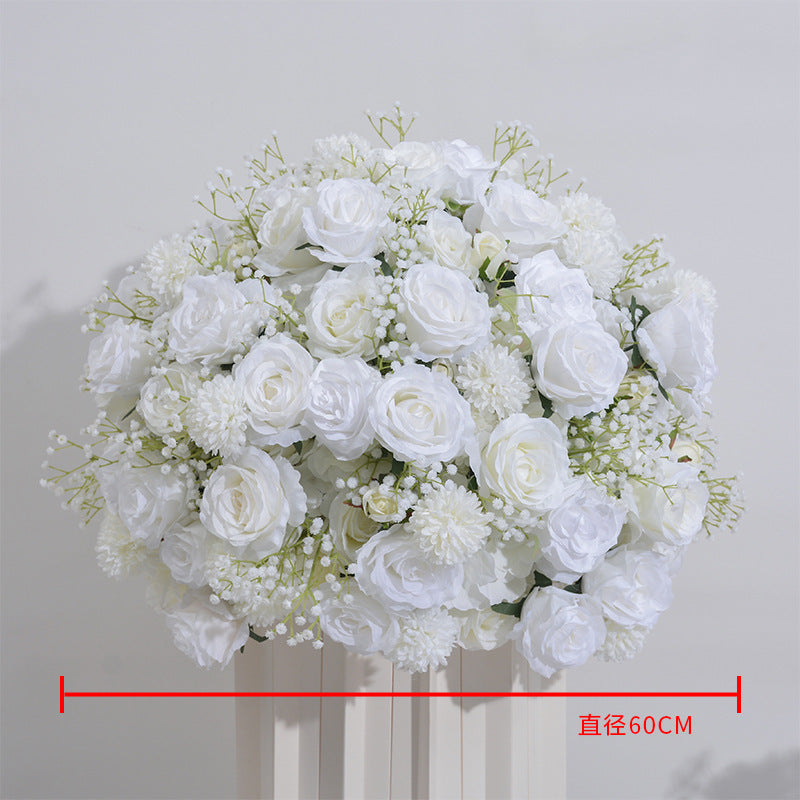 FB0032 milky white roses and gypsophila flower ball