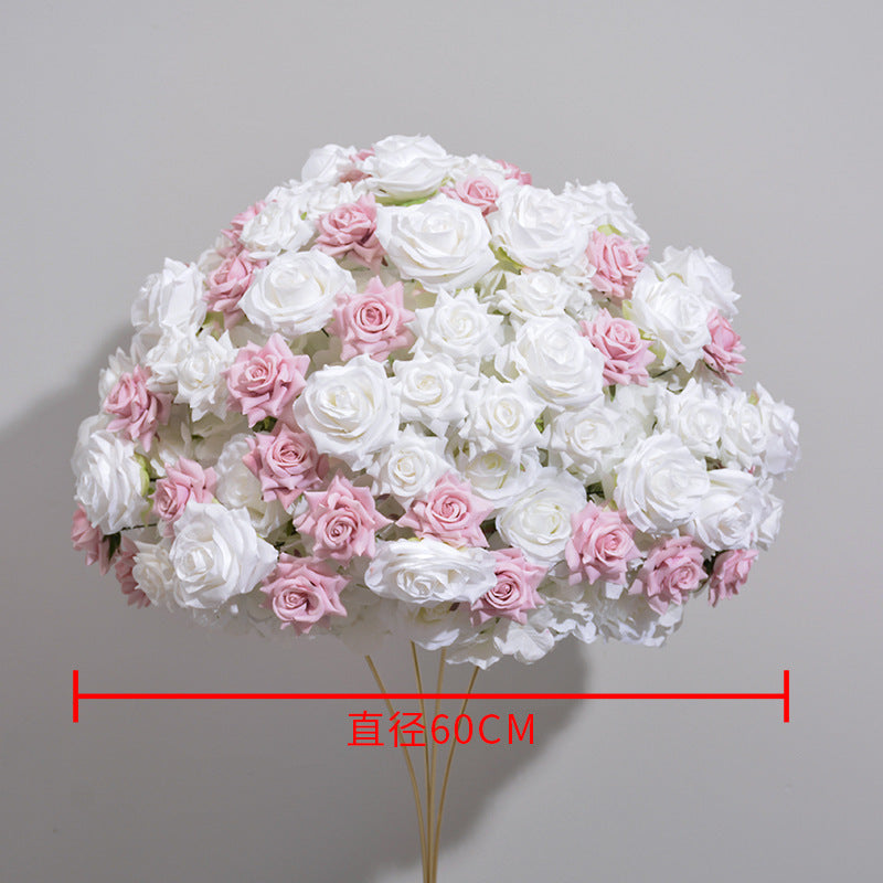 FB0010 Curled rose artificial flower ball