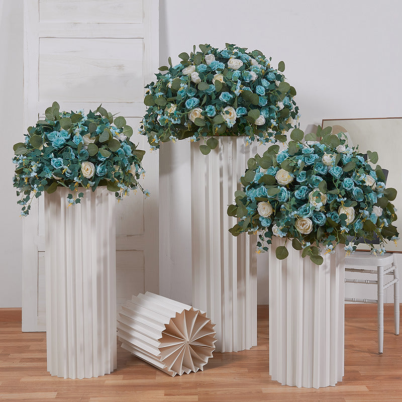 FB0011 Tiffany Cordon Bleu Leaves Rose Artificial Flower Ball