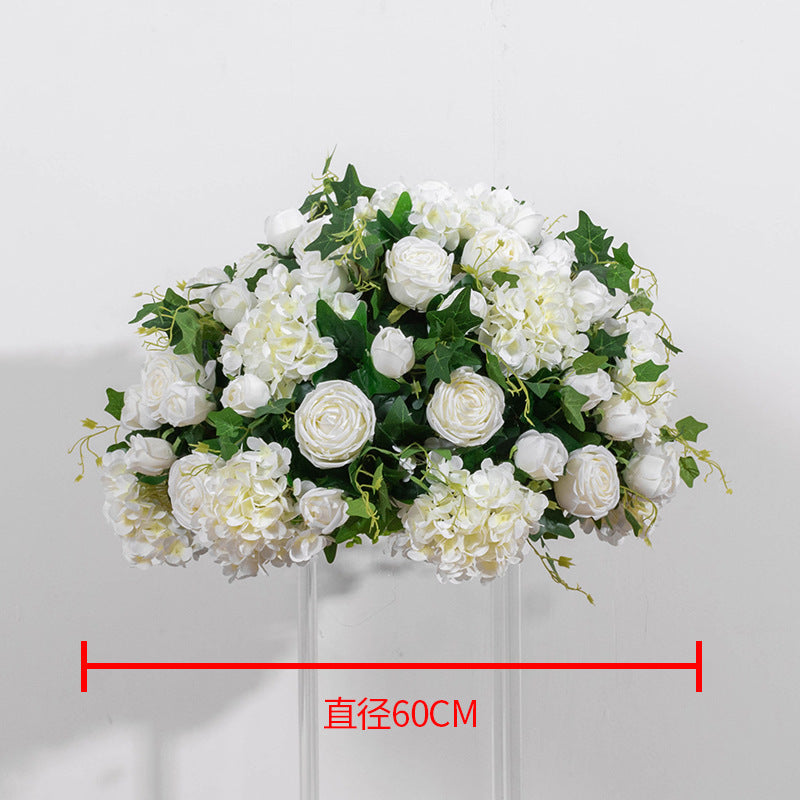 FB0006 White artificial hydrangea ball with leaves