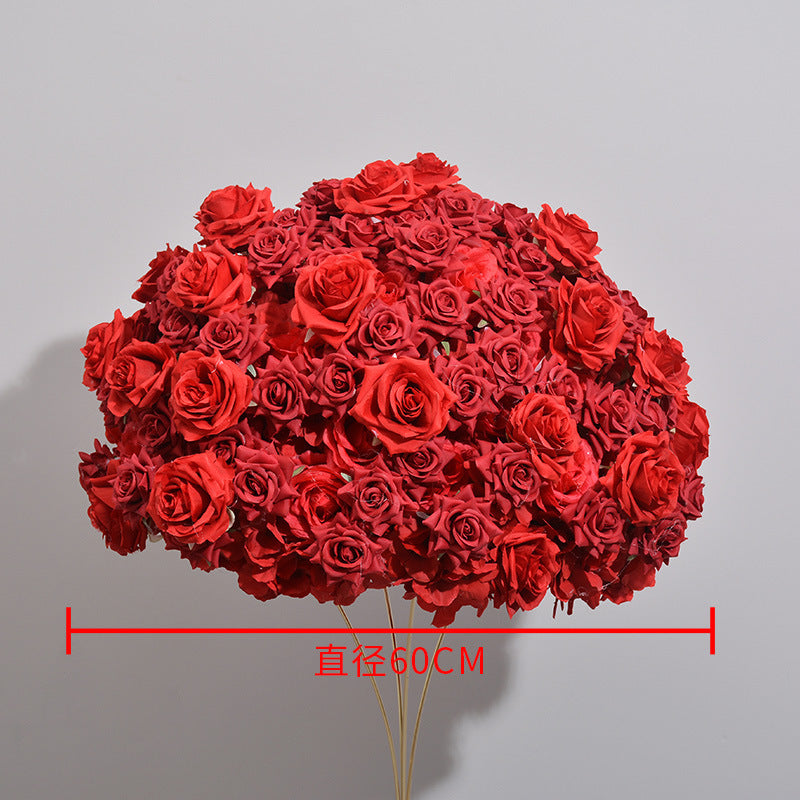 FB0010 Curled rose artificial flower ball