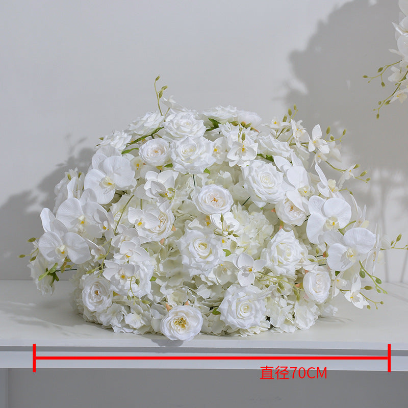 FB0050 White Hydrangea Rose Phalaenopsis Orchid Ball