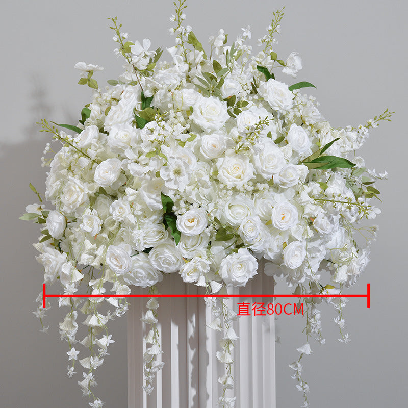 FB0025 White lily of the valley rose ball