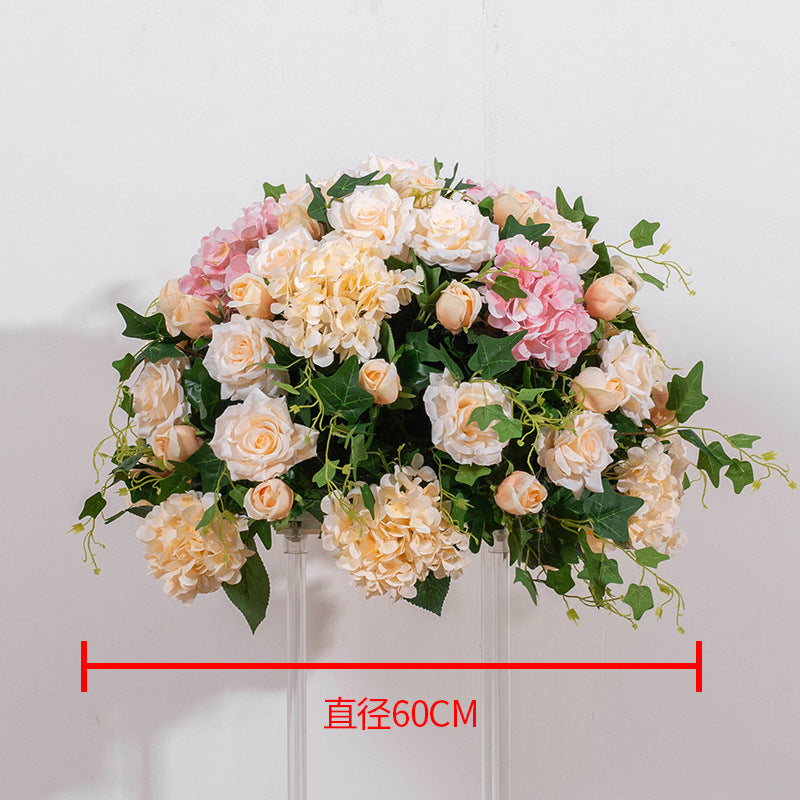 FB0008 Champagne leaf hydrangea rose artificial flower ball