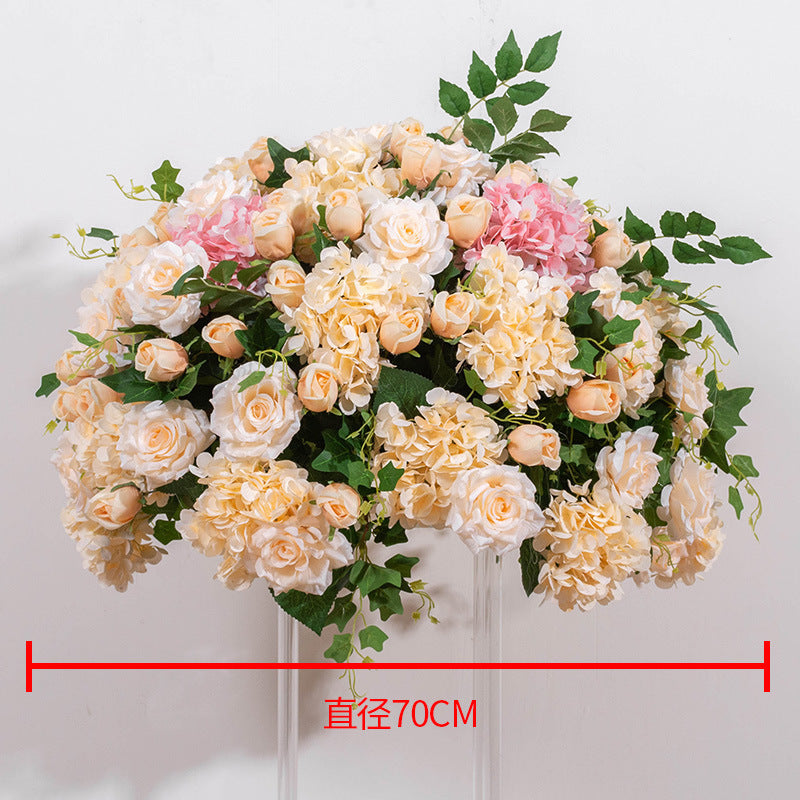 FB0008 Champagne leaf hydrangea rose artificial flower ball