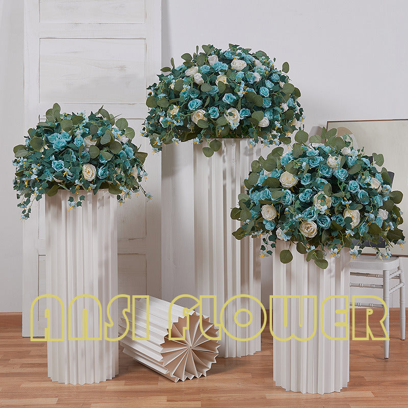 FB0011 Tiffany Cordon Bleu Leaves Rose Artificial Flower Ball