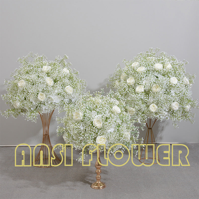 FB0028 Light color baby's breath rose ball