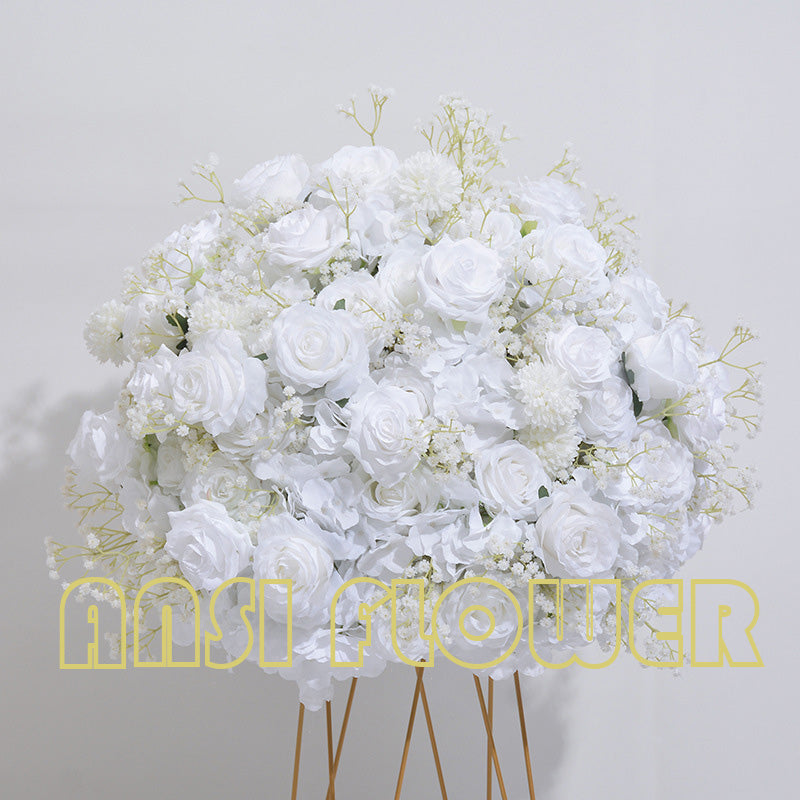 FB0033 Pure white rose gypsophila flower ball