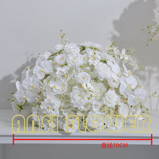 FB0050 White Hydrangea Rose Phalaenopsis Orchid Ball